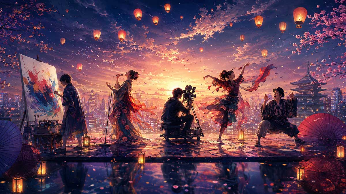 Twilight stage in a dreamlike city