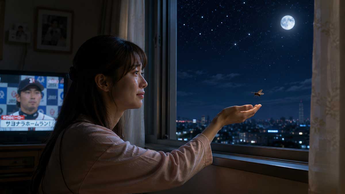 夜空へ放たれる虫