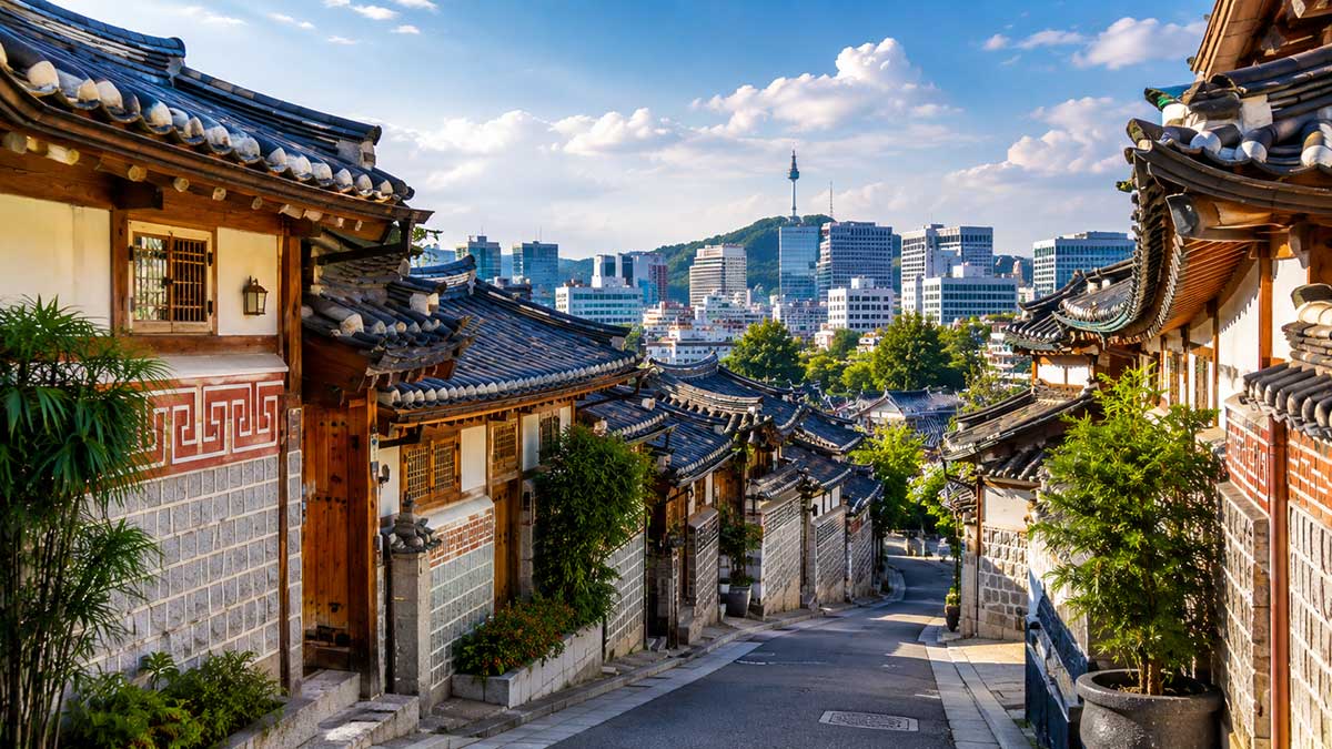 1.Traditional-hanok-village-with-city-skyline
