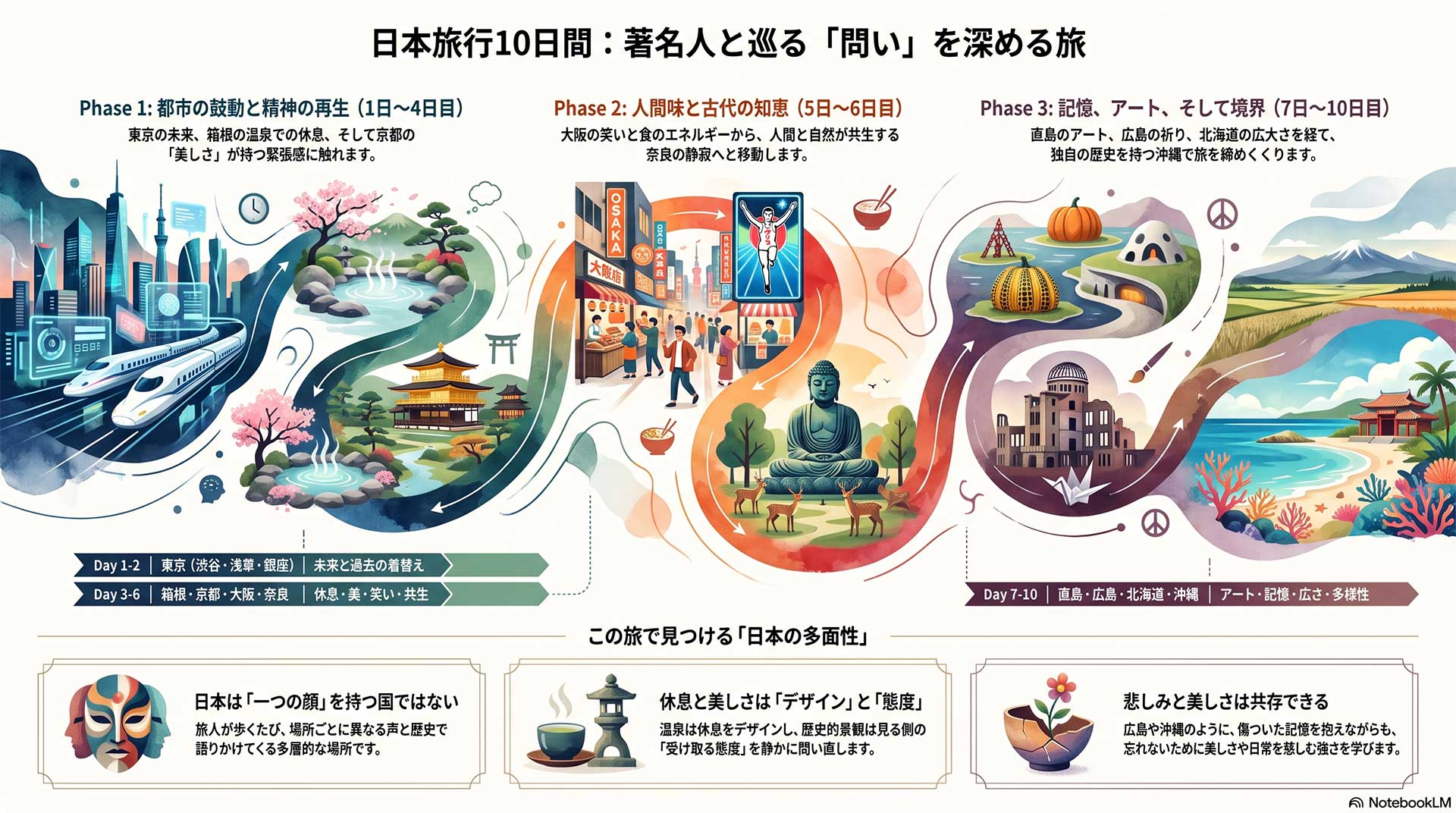 日本旅行10日間の行程